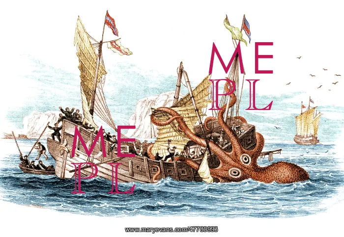 : Giant Squid Attacking Ship, 1833 : Giant Squid Attacking Ship, 1833