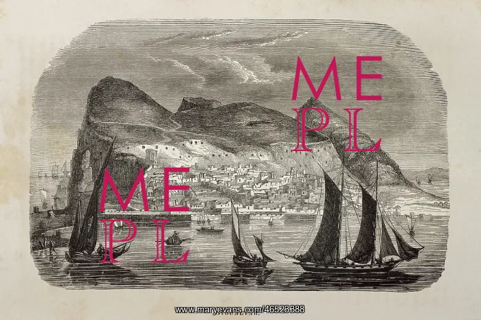  : Gibraltar (1844). Rock, city and harbour. Etching