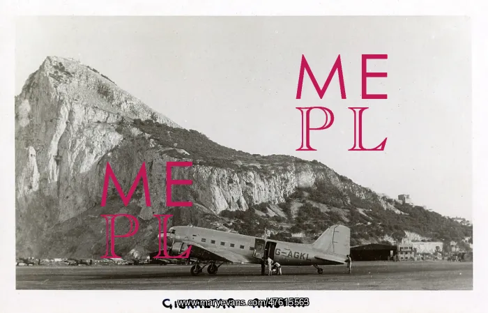  : Gibraltar Airstrip with Douglas Dakota plane