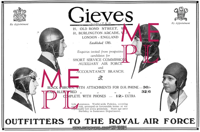 : Gieves RAF Uniforms & Flying Kit 1930 : Gieves RAF Uniforms & Flying Kit 1930