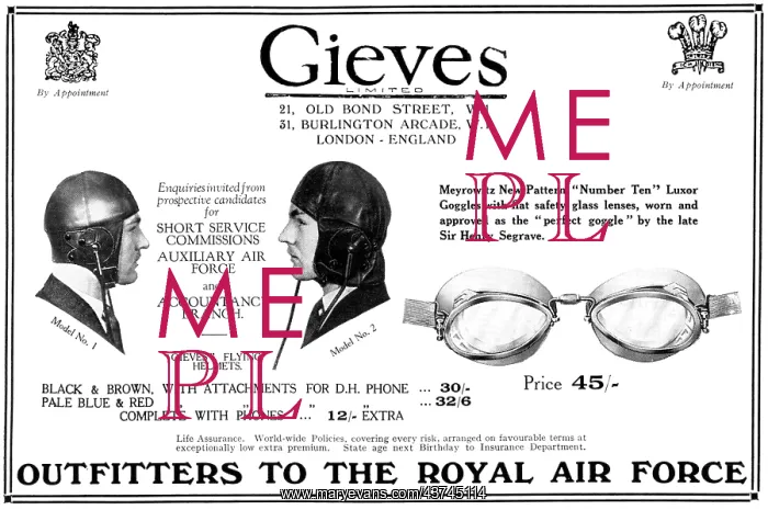 : Gieves RAF Uniforms & Flying Kit 1931 : Gieves RAF Uniforms & Flying Kit 1931