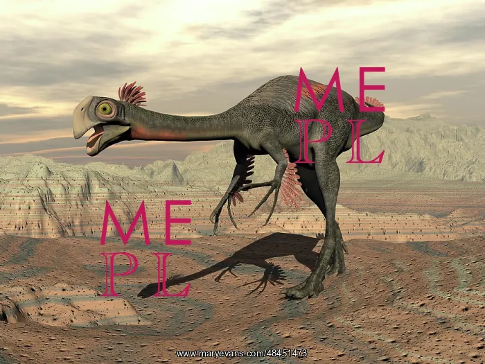: Gigantoraptor dinosaur walking on rocky terrain : Gigantoraptor dinosaur walking on rocky terrain