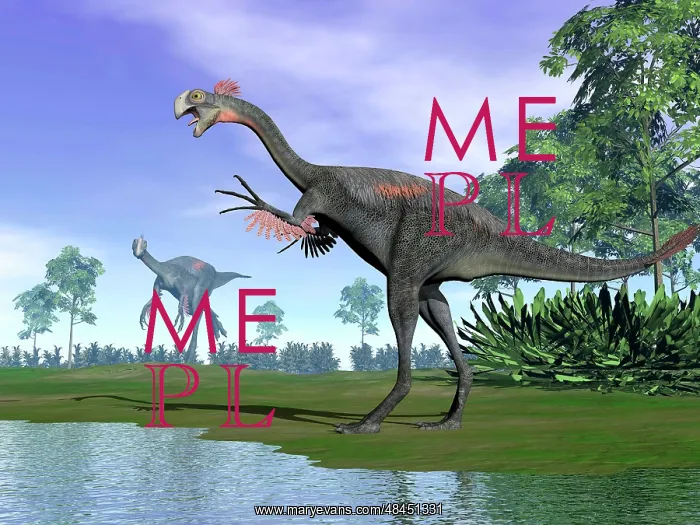 : Two Gigantoraptor dinosaurs in a prehistoric environment : Two Gigantoraptor dinosaurs in a prehistoric environment