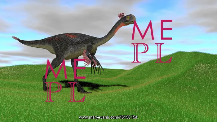 : Gigantoraptor in a grassy field : Gigantoraptor in a grassy field