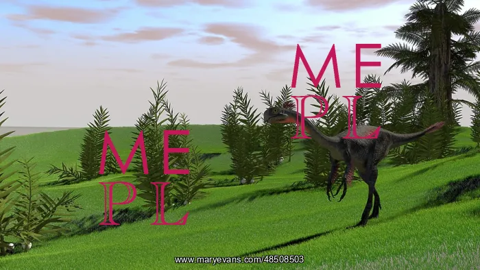 : Gigantoraptor in a grassy field : Gigantoraptor in a grassy field