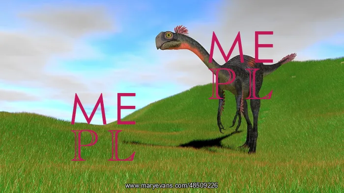 : Gigantoraptor in a grassy field : Gigantoraptor in a grassy field