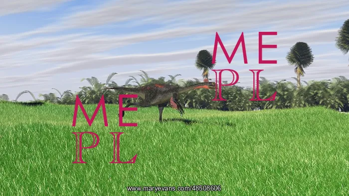 : Gigantoraptor running across an open field : Gigantoraptor running across an open field