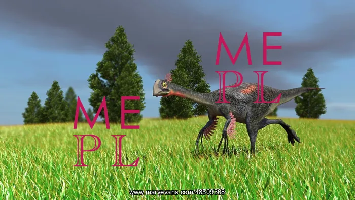 : Gigantoraptor running across an open field : Gigantoraptor running across an open field