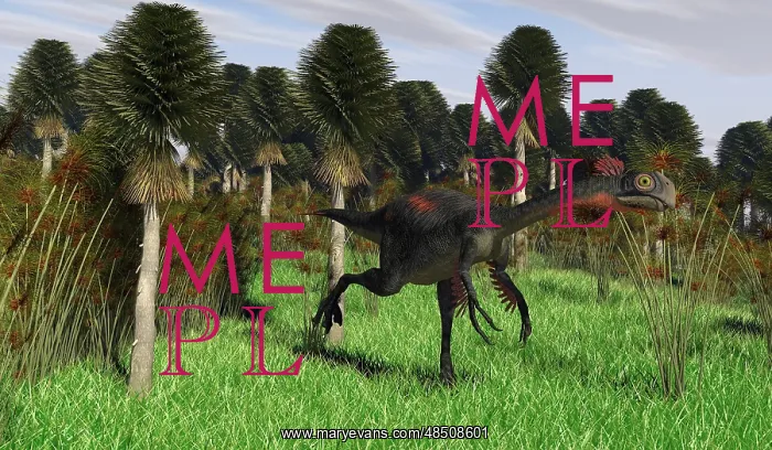 : Gigantoraptor running through woodlands : Gigantoraptor running through woodlands