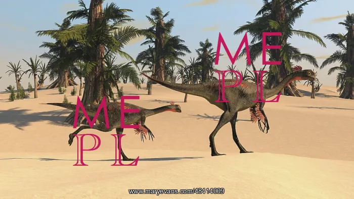: Two Gigantoraptors in desert landscape : Two Gigantoraptors in desert landscape