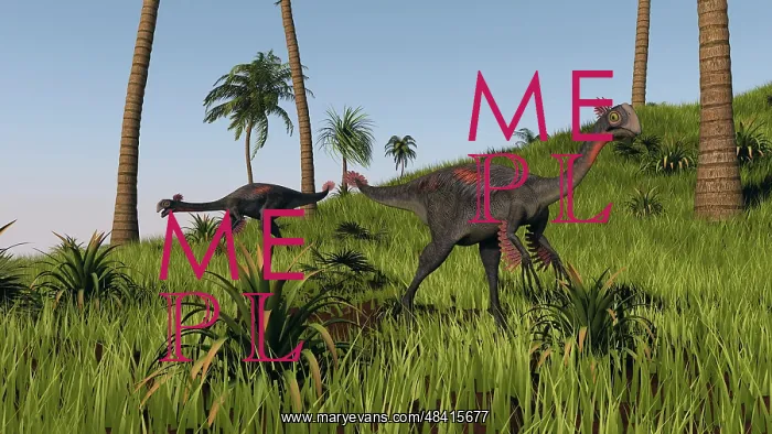 : Two gigantoraptors in a grassy field : Two gigantoraptors in a grassy field