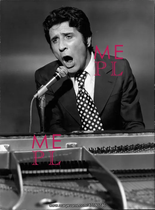 : Gilbert Becaud, French singer, in a recording studio : Gilbert Becaud, French singer, in a recording studio
