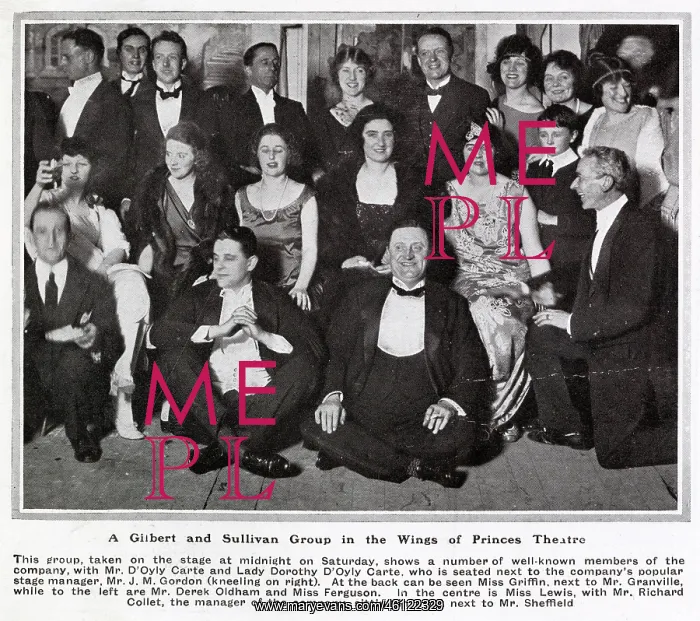 : Gilbert and Sullivan group in wings of Princes Theatre : Gilbert and Sullivan group in wings of Princes Theatre