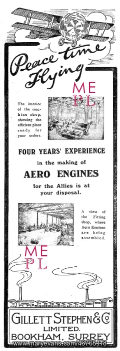  : Gillett Stephen & Co - Engine Manufacturers. 1919 Advert