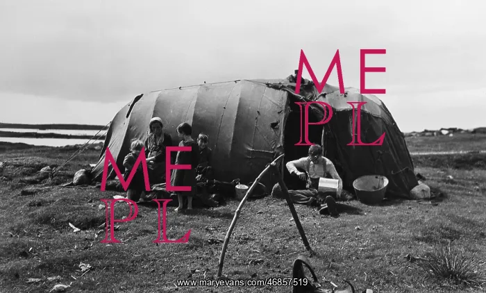 : Gipsies with tent on a Scottish island : Gipsies with tent on a Scottish island