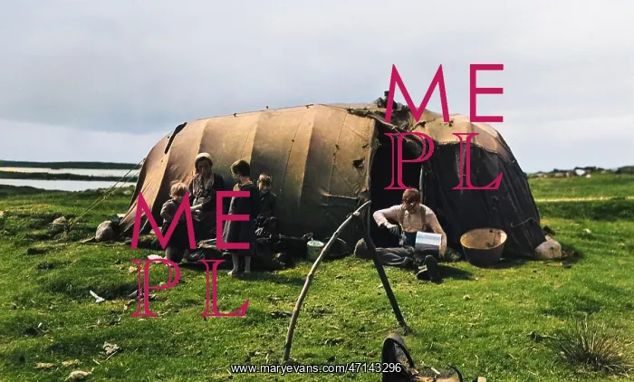 : Gipsies with tent on a Scottish island : Gipsies with tent on a Scottish island