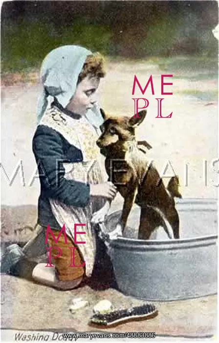  : GIRL BATHES HER DOG