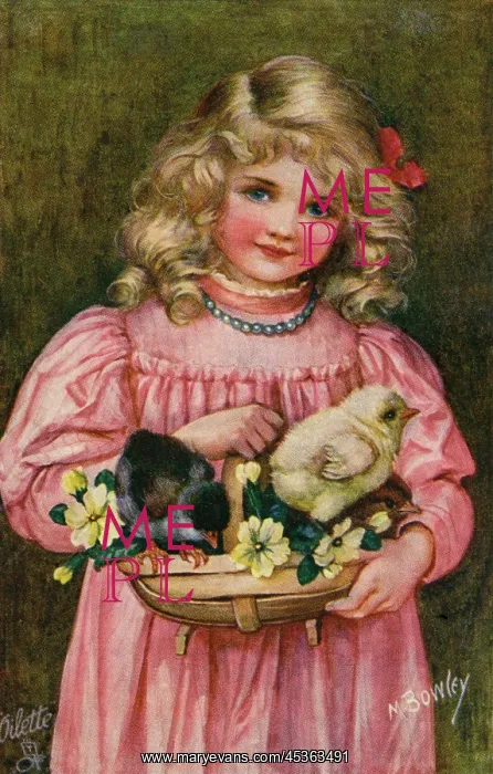: Girl bearing Easter gifts : Girl bearing Easter gifts