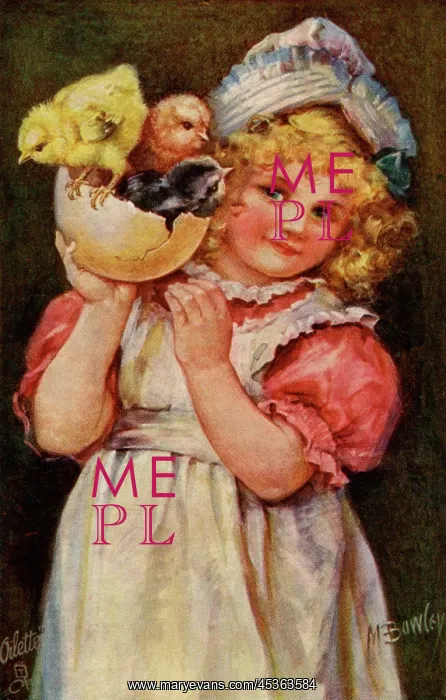 : Girl bearing Easter gifts : Girl bearing Easter gifts