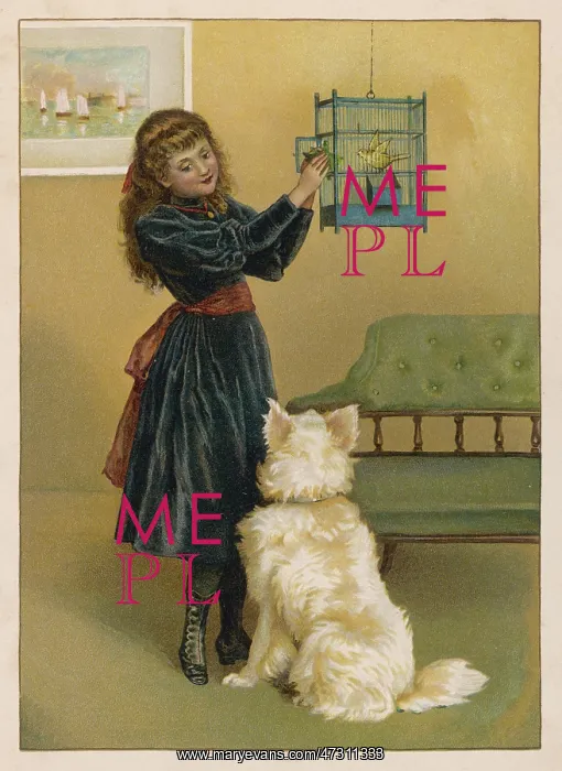 : GIRL WITH BIRD AND DOG : GIRL WITH BIRD AND DOG