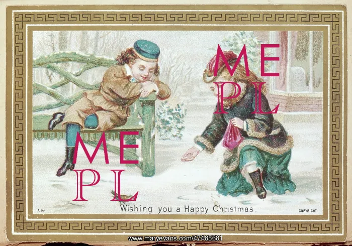 : Girl and boy feeding a robin : Girl and boy feeding a robin