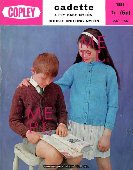 : Girl and boy in knitted cardigans : Girl and boy in knitted cardigans