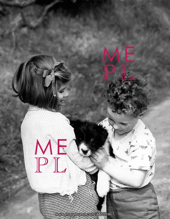  : Girl and boy with puppy