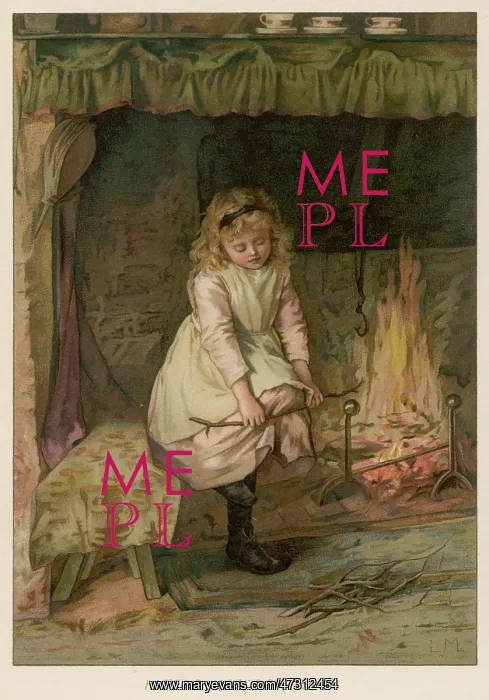 : GIRL BREAKS FIREWOOD 19C : GIRL BREAKS FIREWOOD 19C