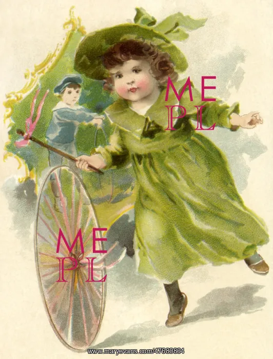 : Girl Chasing Hoop with Wand : Girl Chasing Hoop with Wand