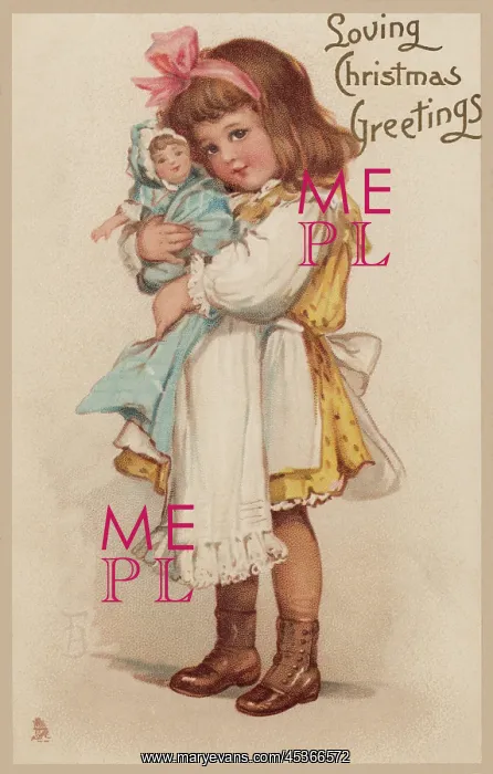 : Girl cuddling her dolly : Girl cuddling her dolly