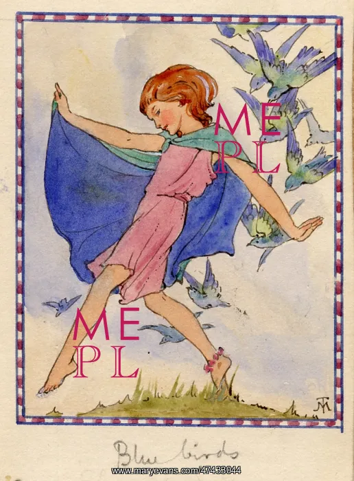  : Girl dancing with blue birds