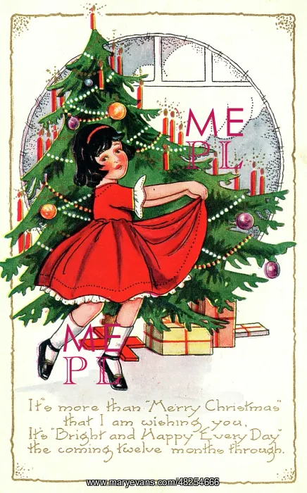 : Girl dancing by Christmas tree : Girl dancing by Christmas tree