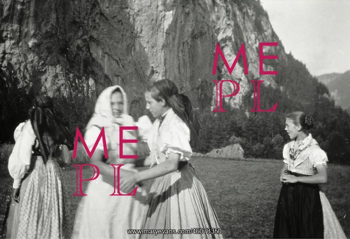 : Girl dancing on a meadow in Gossl. About 1910 : Girl dancing on a meadow in Gossl. About 1910