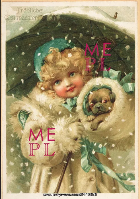 : GIRL WITH DOG IN SNOW : GIRL WITH DOG IN SNOW