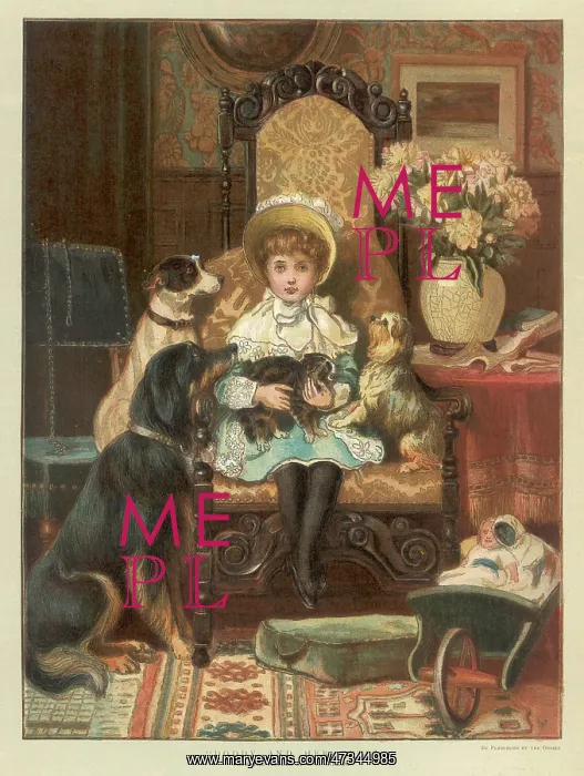 : GIRL AND FOUR DOGS : GIRL AND FOUR DOGS