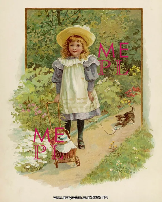 : GIRL & DOLL IN GARDEN : GIRL & DOLL IN GARDEN
