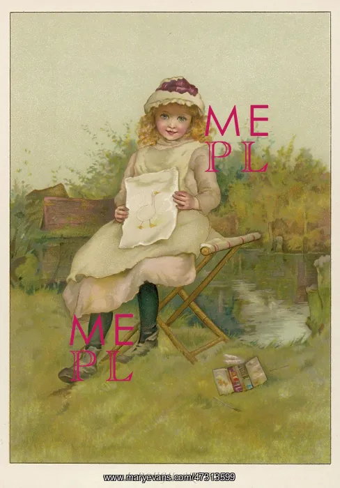 : GIRL WITH DRAWING C1890 : GIRL WITH DRAWING C1890