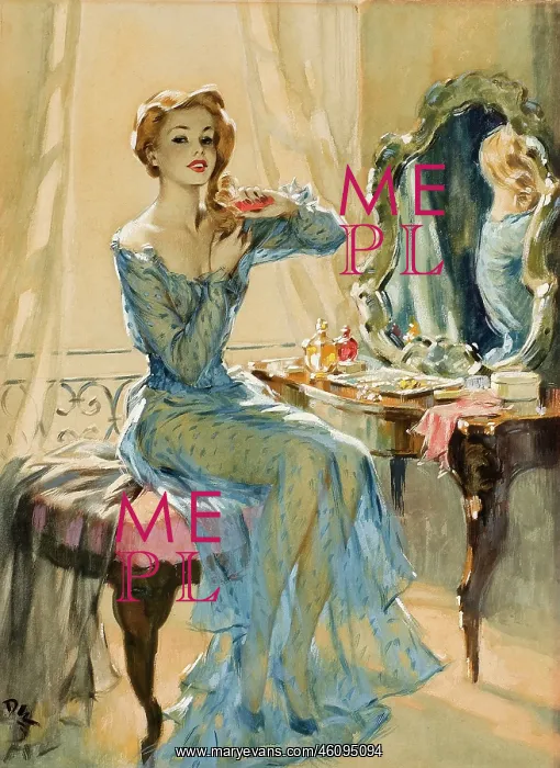 : Girl at dressing table by David Wright : Girl at dressing table by David Wright