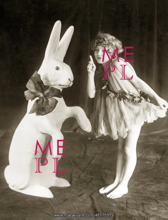 : A girl and an Easter Bunny, 1925 : A girl and an Easter Bunny, 1925