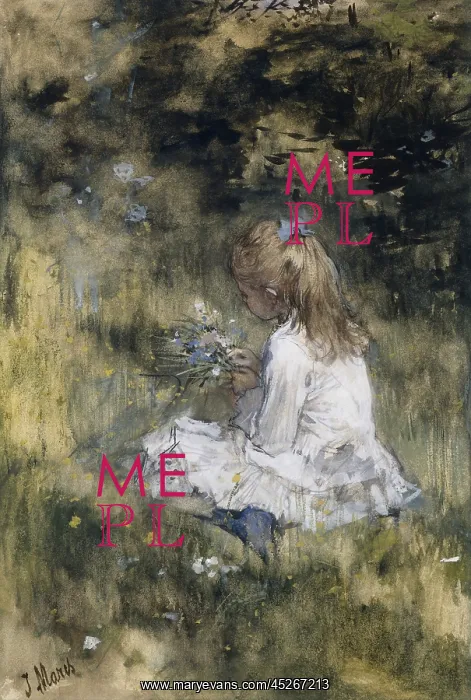: Girl with Flowers on the Grass : Girl with Flowers on the Grass