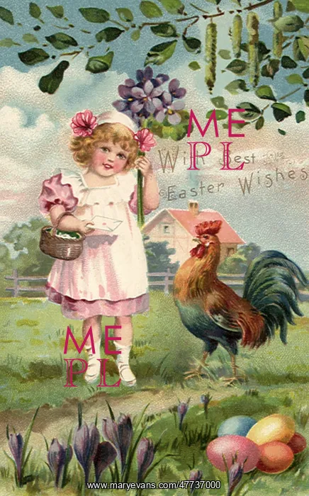  : Girl with Flowers and Rooster