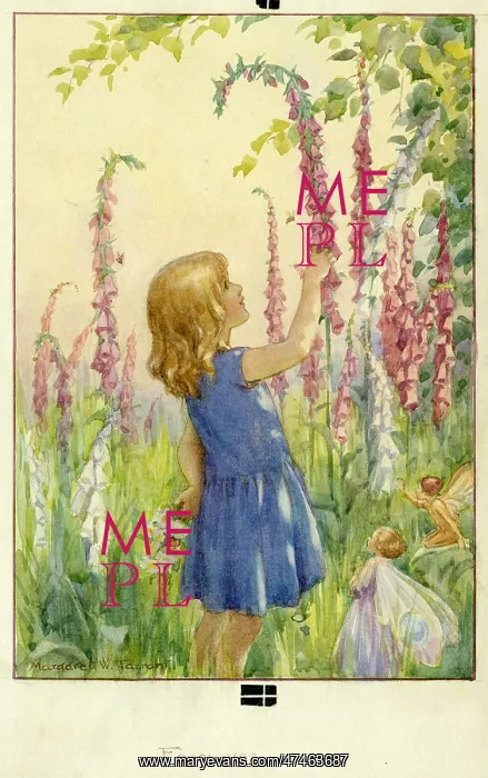 : Girl with Foxgloves and Fairies : Girl with Foxgloves and Fairies