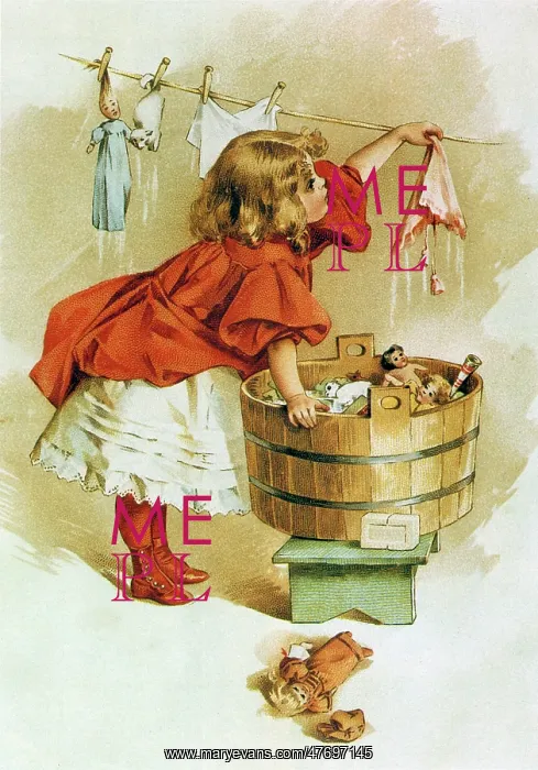: Girl Hangs Duds on Line : Girl Hangs Duds on Line