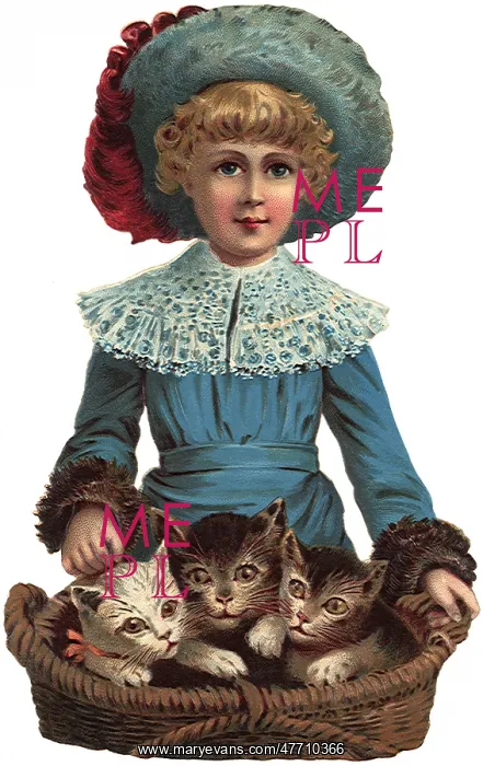  : Girl with Kittens in a Basket