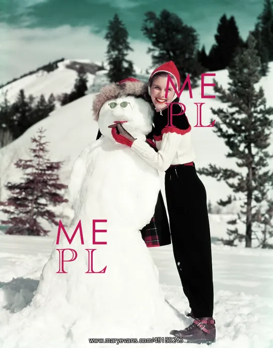 : Girl Leaning On A Snowman : Girl Leaning On A Snowman