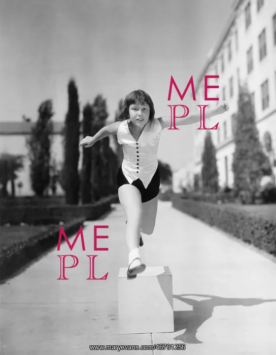 : Girl leaping over wooden blocks : Girl leaping over wooden blocks