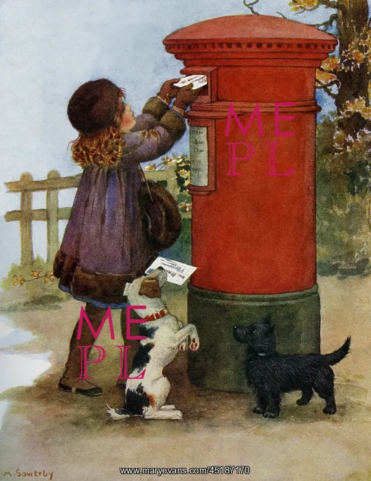 : Girl at a letterbox : Girl at a letterbox