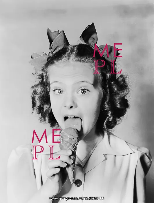 : Girl licking ice cream cone : Girl licking ice cream cone