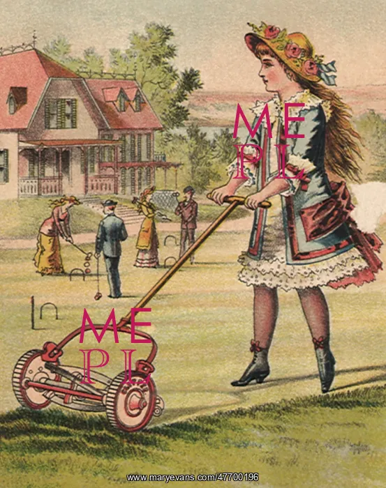  : Girl Mowing Lawn