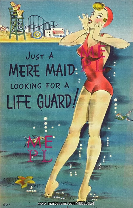 : A girl in need of rescue - Comic Postcard : A girl in need of rescue - Comic Postcard